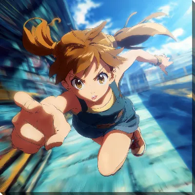 Картина маслом Аниме девушка №32