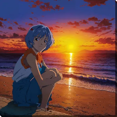 Картина маслом Аниме девушка №35