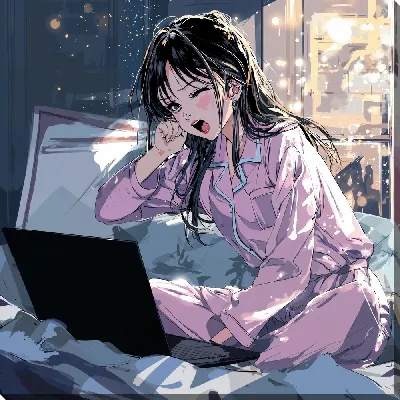 Картина маслом Аниме девушка №41