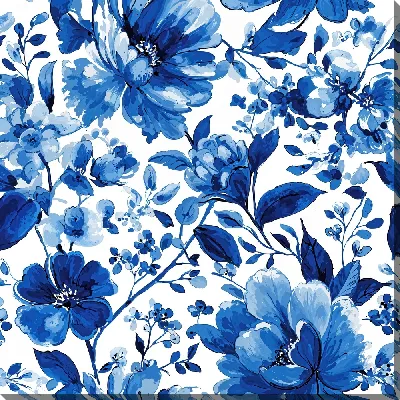 Картина маслом Сине белое №3