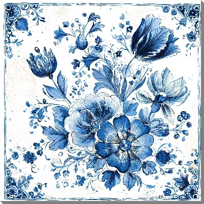 Картина маслом Сине белое №4