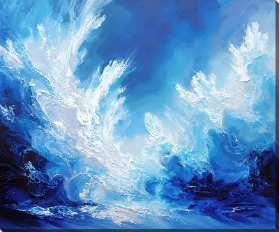 Картина маслом Сине белое №13