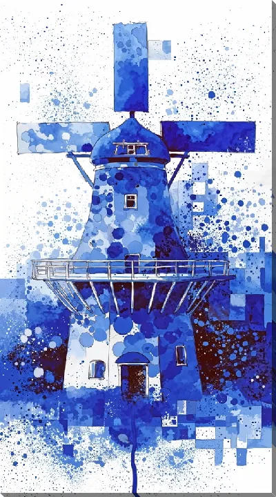 Картина маслом Синяя мельница