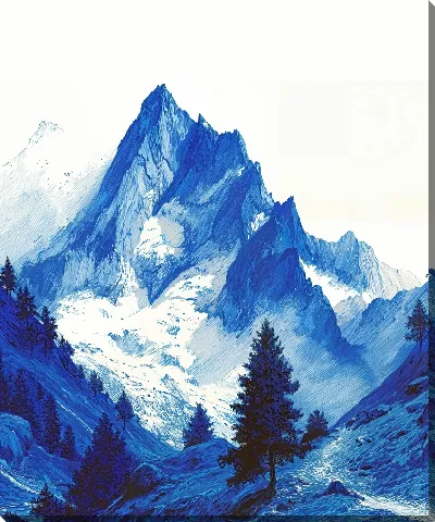 Картина маслом Сине белое №25