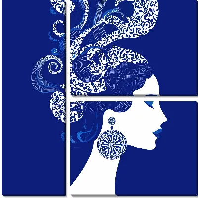 Модульная картина Сине белое №27