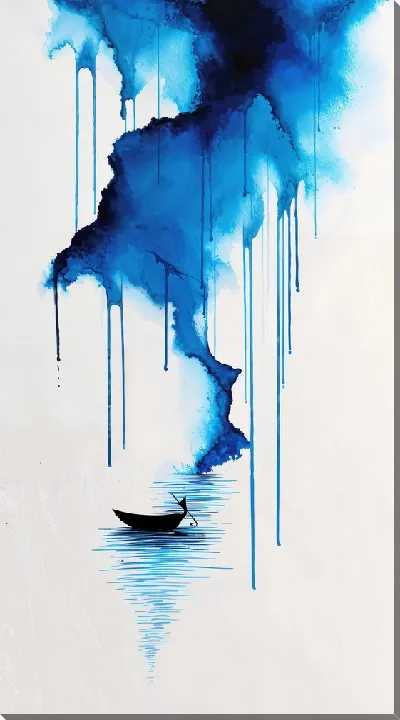 Картина маслом Сине белое №29