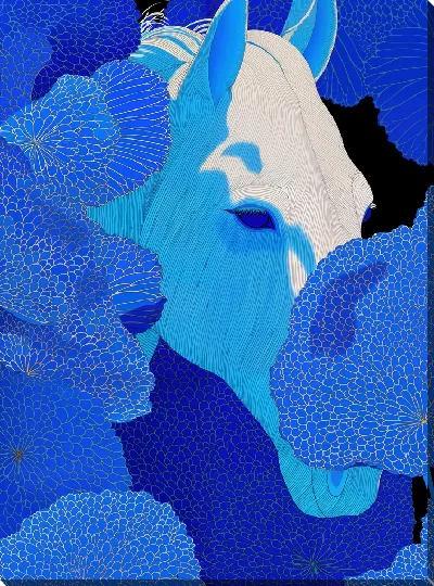 Картина маслом Синяя лошадь