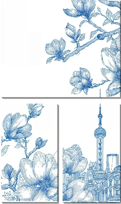 Модульная картина Сине белое №37