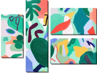 Модульная картина Зеленая абстракция №1