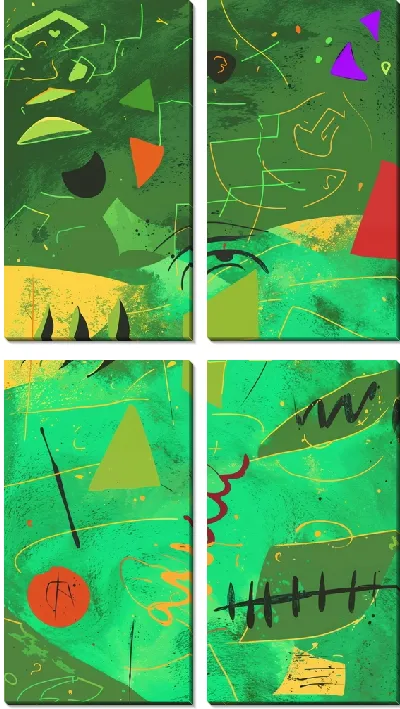 Модульная картина Зеленая абстракция №21