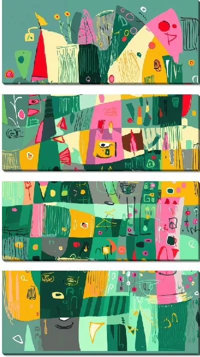 Модульная картина Зеленая абстракция №24