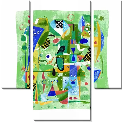 Модульная картина Зеленая абстракция №30