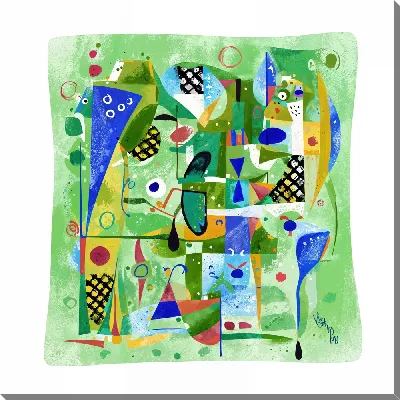 Картина маслом Зеленая абстракция №30