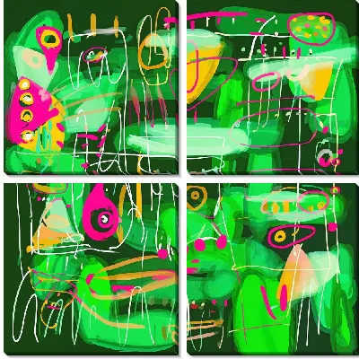 Модульная картина Зеленая абстракция №32