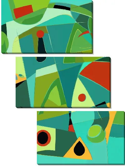 Модульная картина Зеленая абстракция №33