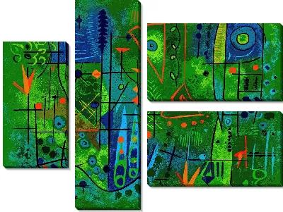Модульная картина Зеленая абстракция №35