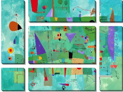 Модульная картина Зеленая абстракция №36