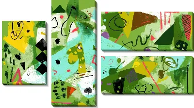 Модульная картина Зеленая абстракция №37