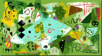 Картина маслом Зеленая абстракция №37