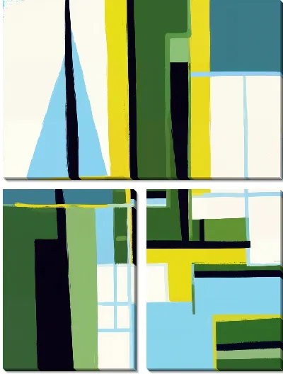 Модульная картина Зеленая абстракция №111