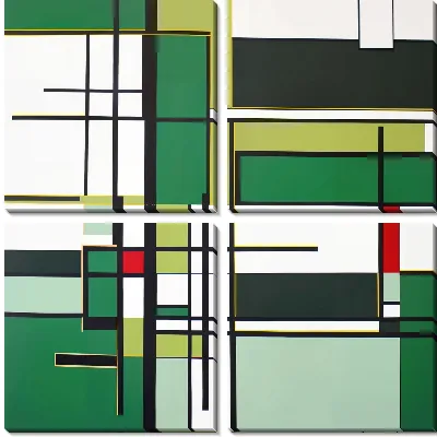 Модульная картина Зеленая абстракция №123