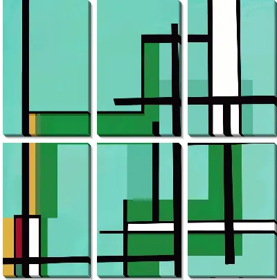 Модульная картина Зеленая абстракция №127