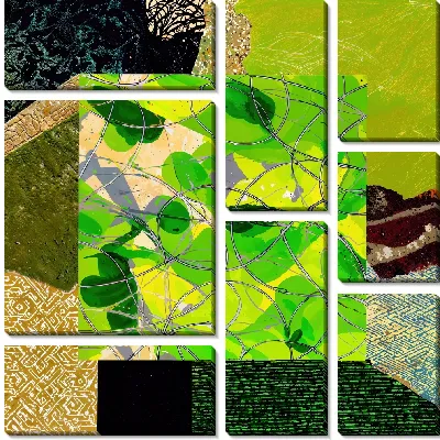 Модульная картина Зеленая абстракция №131