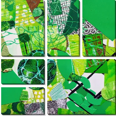 Модульная картина Зеленая абстракция №132