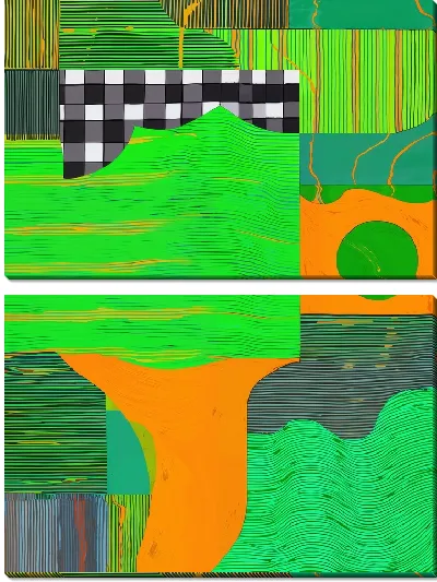 Модульная картина Зеленая абстракция №133
