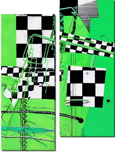 Модульная картина Зеленая абстракция №136