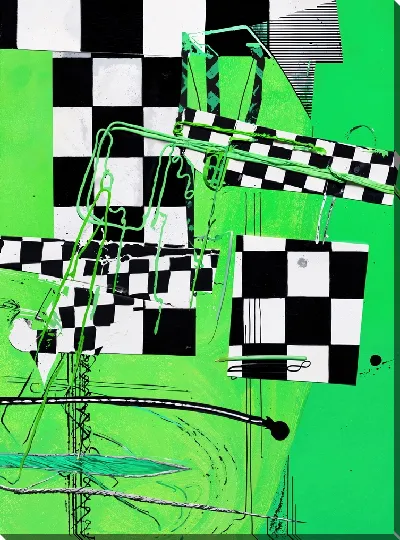 Картина маслом Зеленая абстракция №136