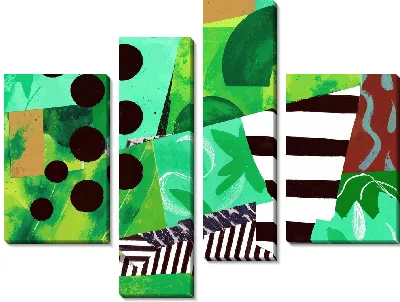 Модульная картина Зеленая абстракция №138