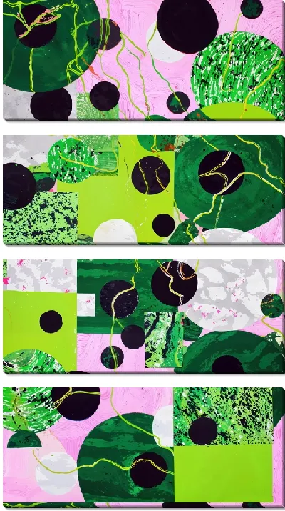 Модульная картина Зеленая абстракция №139