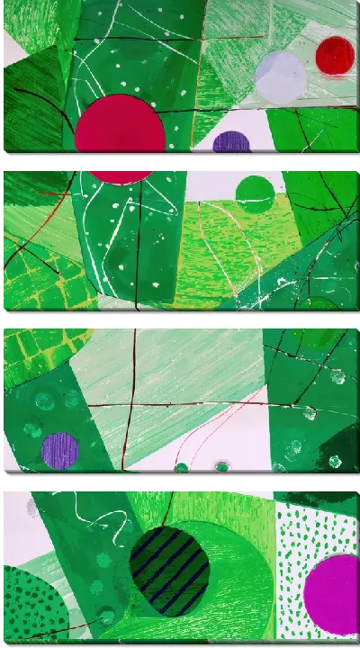 Модульная картина Зеленая абстракция №140