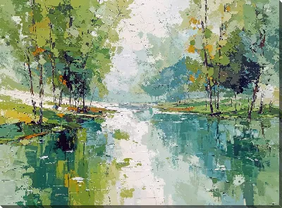 Картина маслом Зеленая абстракция №165