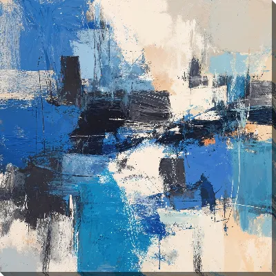 Картина маслом Синяя абстракция №58