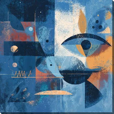 Картина маслом Синяя абстракция №60