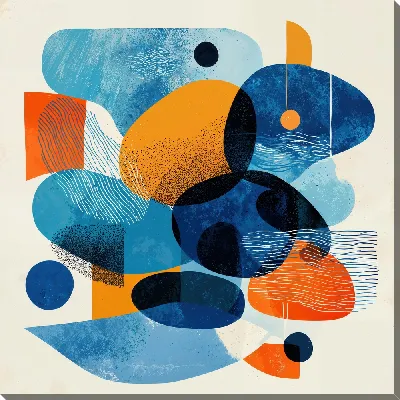 Картина маслом Синяя абстракция №78