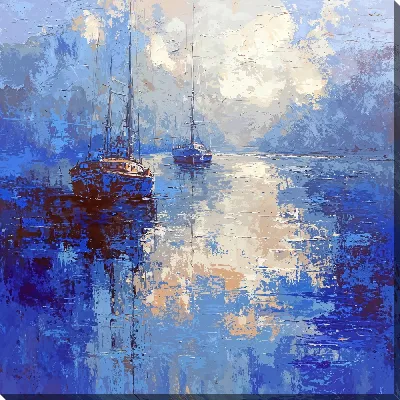 Картина маслом Абстракция синего №8