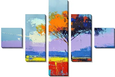 Модульная картина Абстрактный пейзаж с деревом