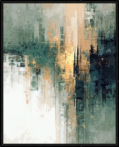 Картина Золото в зеленой абстракции