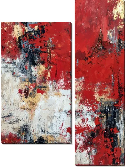 Модульная картина Красная абстракция №3