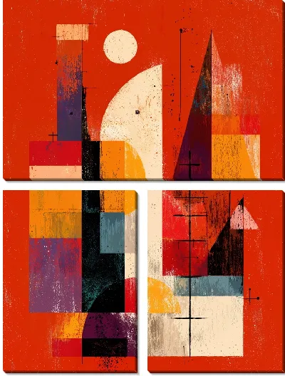 Модульная картина Красная абстракция №21