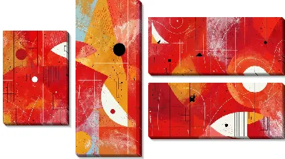 Модульная картина Красная абстракция №25