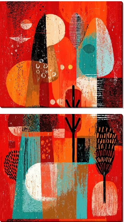 Модульная картина Красная абстракция №28