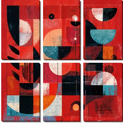 Модульная картина Красная абстракция №34