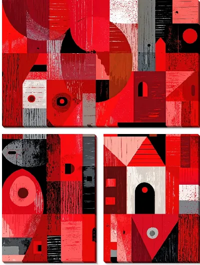 Модульная картина Красная абстракция №37