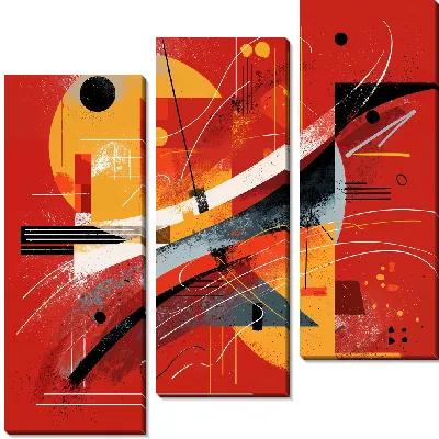 Модульная картина Красная абстракция №50