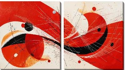 Модульная картина Красная абстракция №52