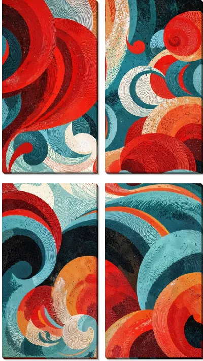 Модульная картина Красная абстракция №93